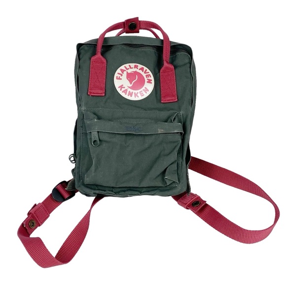 Fjallraven Handbags - Fjallraven Kanken Mini Backpack Forest Green-Ox Red Gorpcore Travel Outdoor